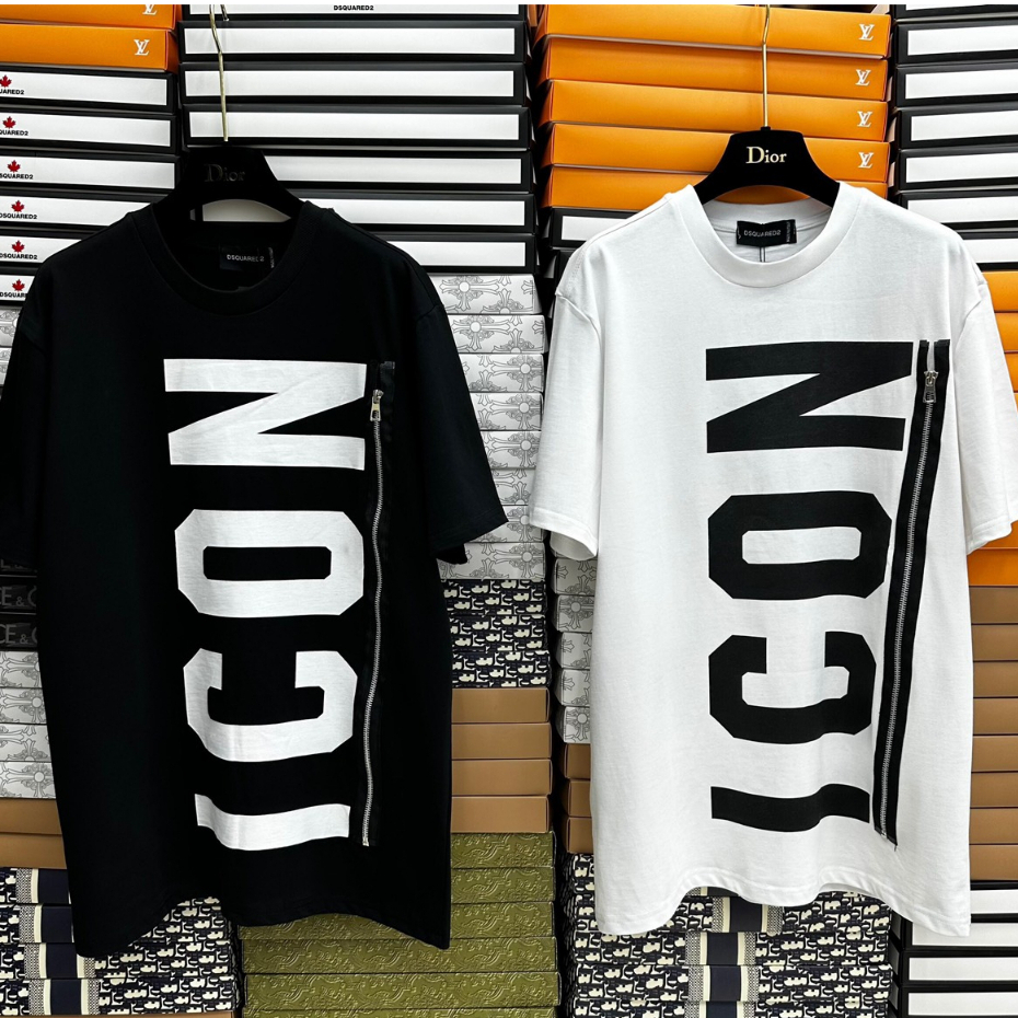 Áo Phông Nam Chữ ICoN Khoá Dọc Dài Chất Cotton Co Dãn- Thời Trang Nam Cao Cấp