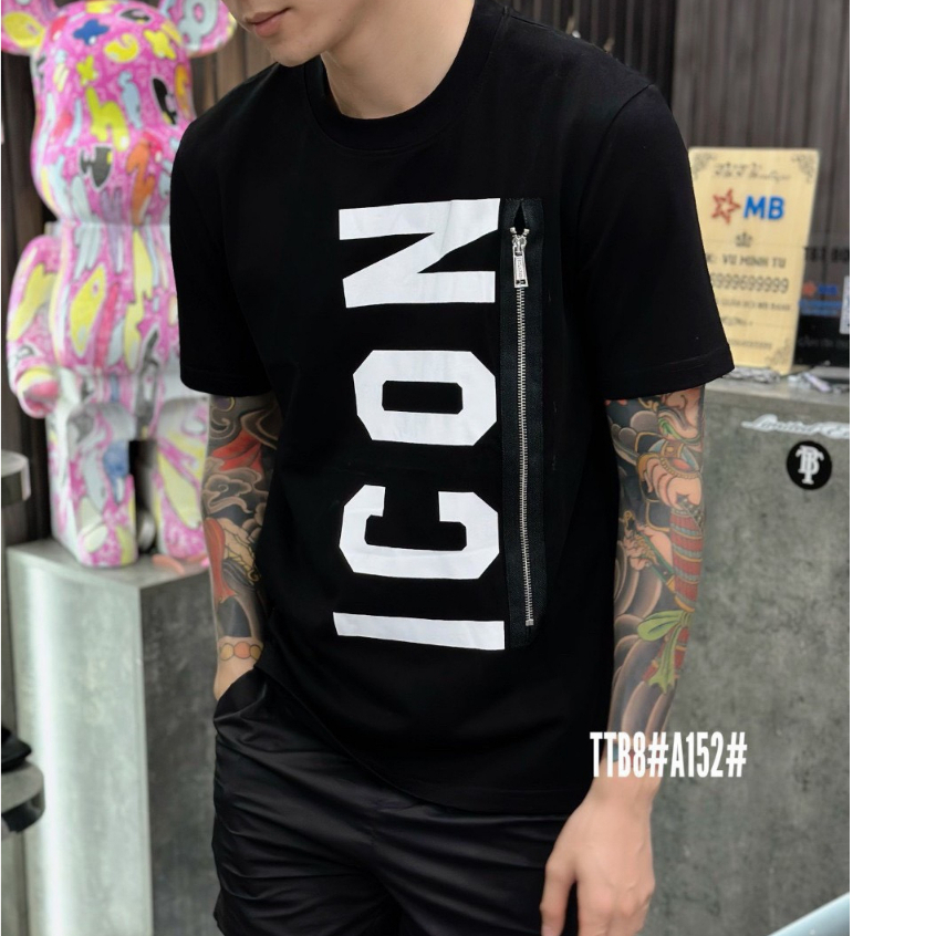 Áo Phông Nam Chữ ICoN Khoá Dọc Dài Chất Cotton Co Dãn- Thời Trang Nam Cao Cấp