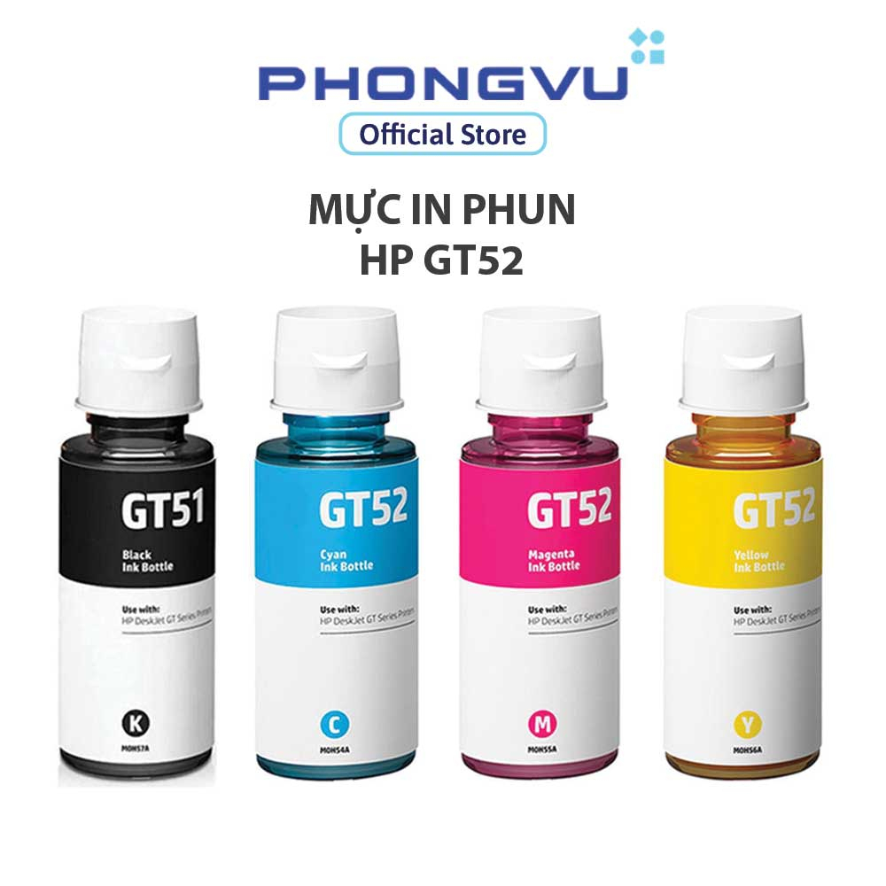 Mực in phun HP GT52 - Cyan (M0H54AA) / Magenta (M0H55AA) / Yellow (M0H56AA)