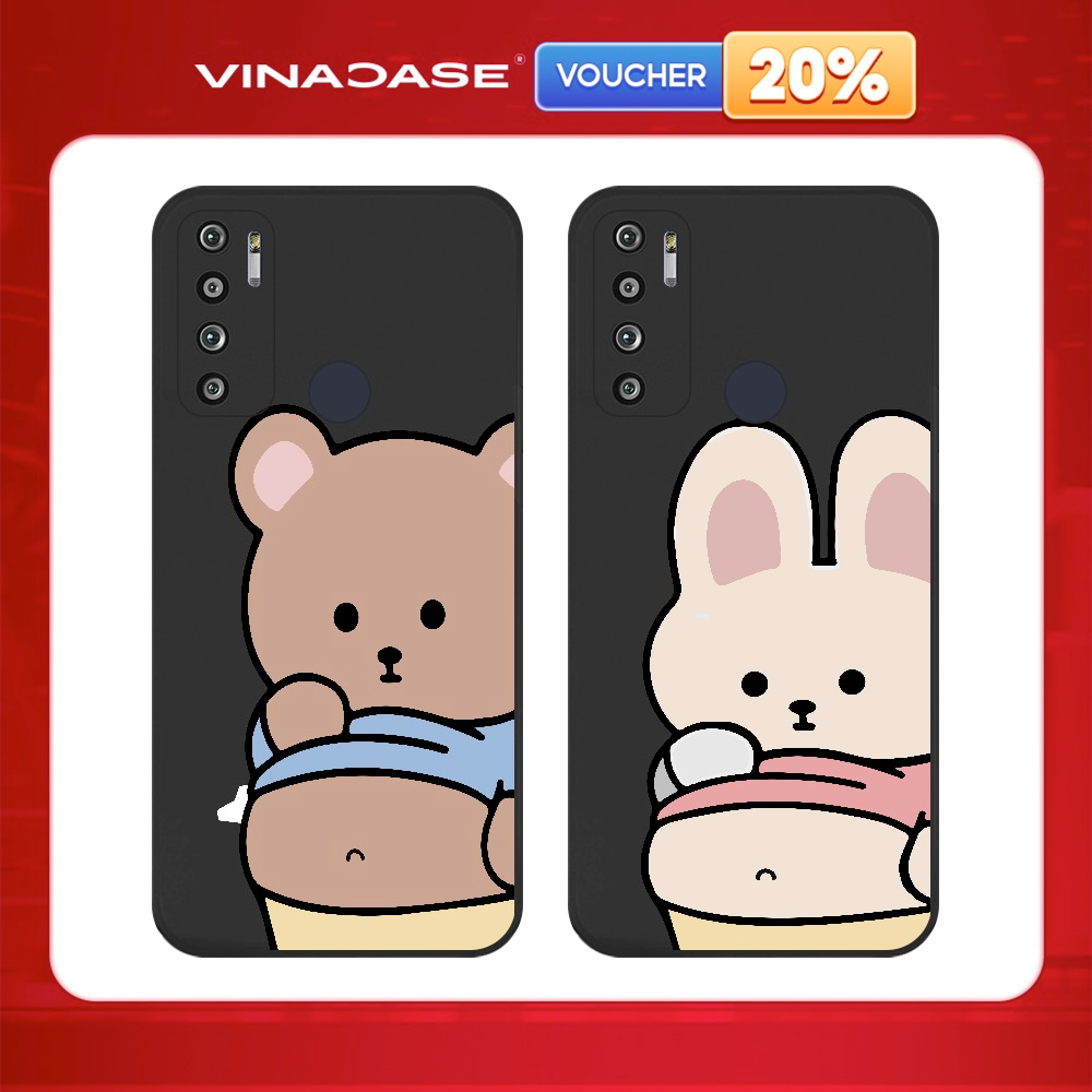 Ốp lưng Vina Case Vsmart Joy 3/Joy 4/Star 3/Aris/....dẻo đen in hình Thỏ Gấu bụng bự