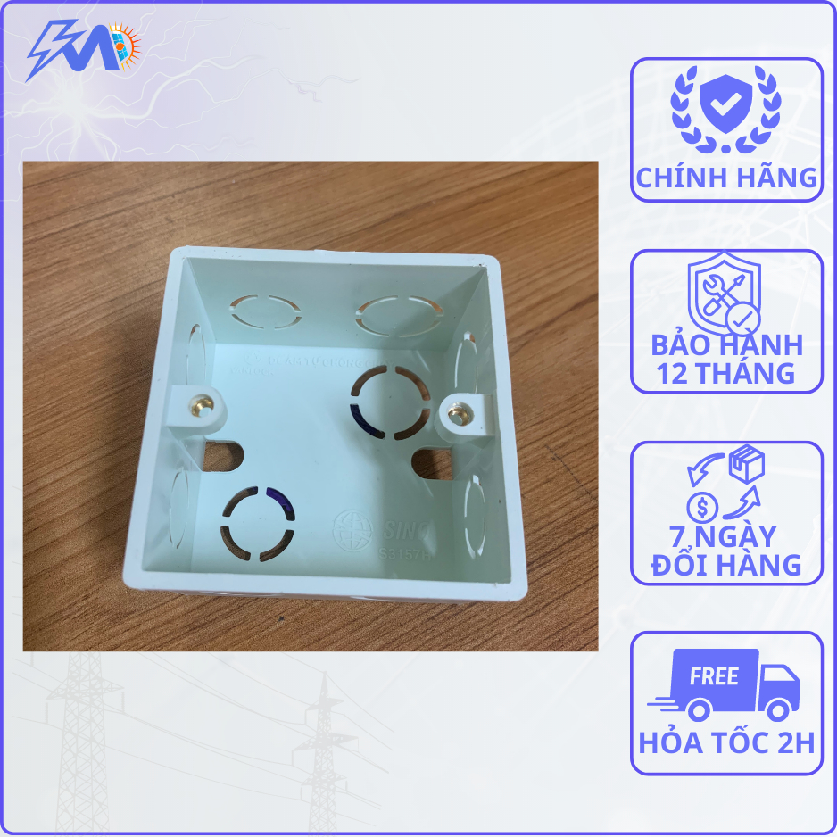 Đế Âm Vuông Sino - Đế Âm Tường Nhựa Chống Cháy