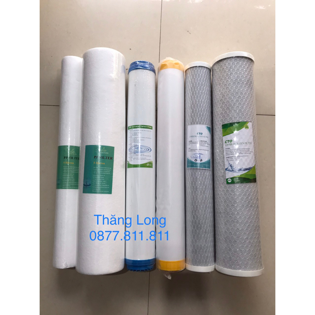 Bộ 3 Lõi lọc thô PP 20 inch số 123 - Lõi Bông - Lõi CTO - Lõi UDF