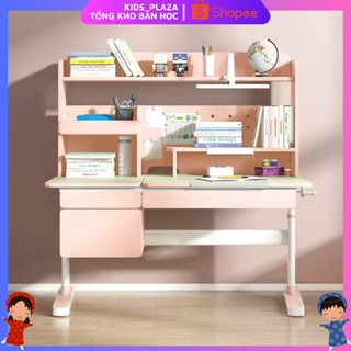 Bàn học sinh chống gù chống cận A02, bàn học thông minh liền giá sách có ngăn dưới kích thước 1m2x60