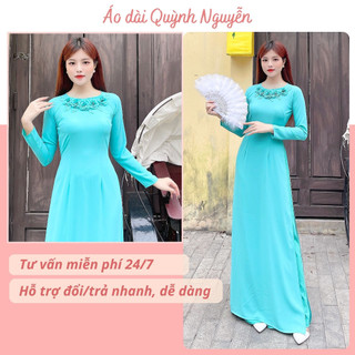 Áo dài cách tân, áo dài lụa mỹ đính hoa nổi trẻ trung thanh lịch MÃ TK37