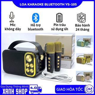  Loa Karaoke Bluetooth Mini YS-105 Tặng Kèm 2 Mic Không Dây Công Suất 10W Chức Năng Đổi Giọng Đặc Biệt BH 24 tháng 