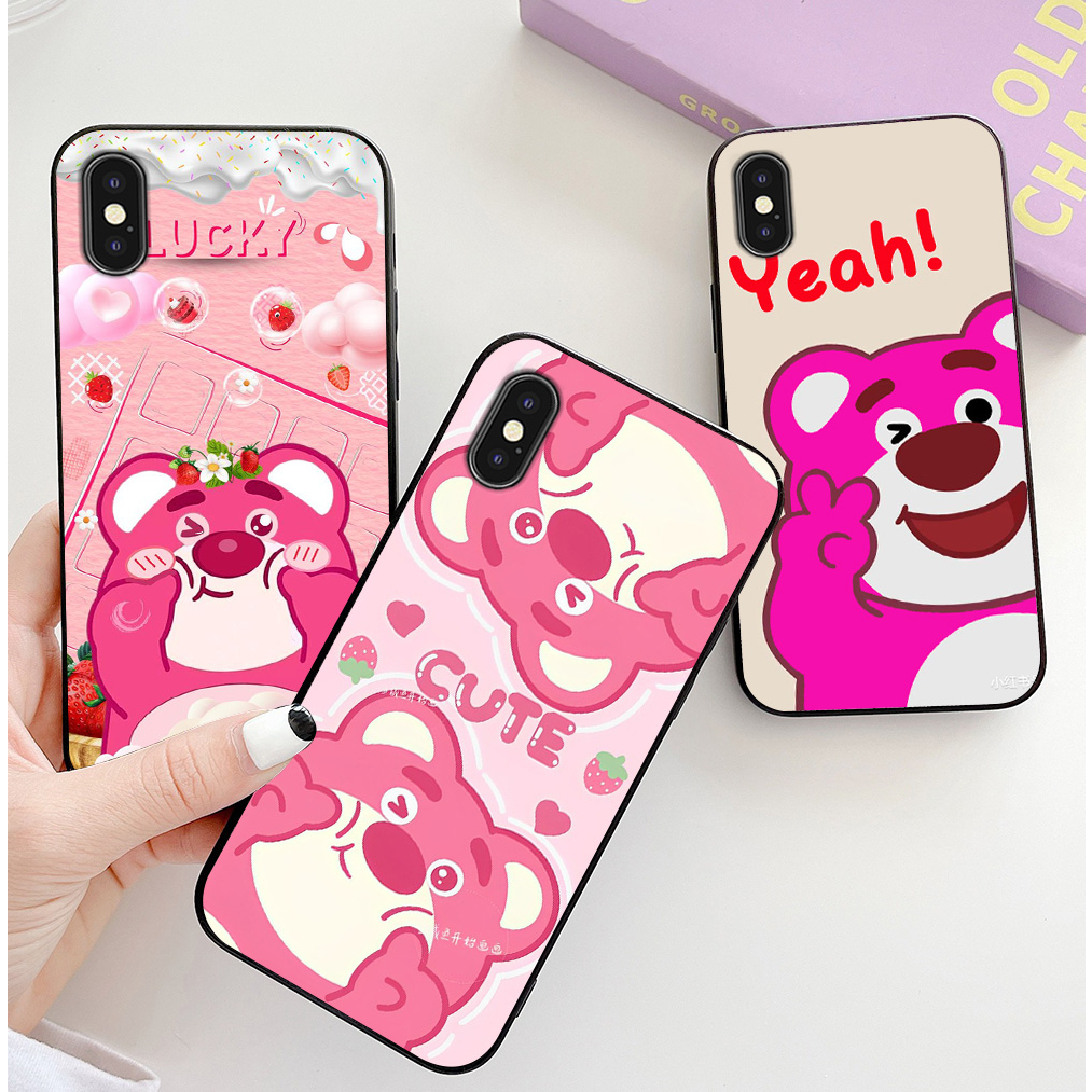 Ốp lưng Iphone X / ip Xs / ip Xs max in hình gấu dâu siêu dễ thương cute lạ