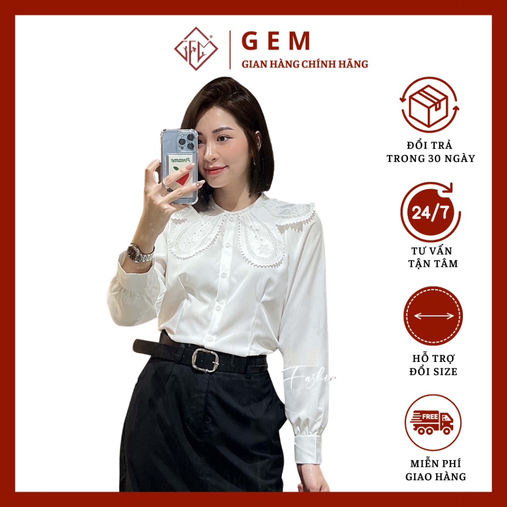 Áo sơ mi cổ bèo lá G647 sang chảnh mặc mát công sở hay đi chơi đều hợp thời trang