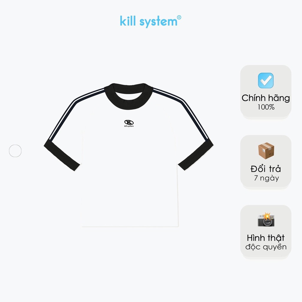 Áo thun, áo phông baby tee killsytem màu trắng logo viền K unisex dành cho nam nữ | BigBuy360 - bigbuy360.vn