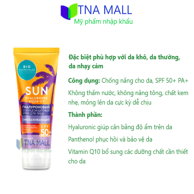 Kem chống nắng da mặt Fito Bio Cosmetolog Professional thành phần HA, Panthenol, Vitamin Q10 50ml