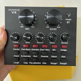 Sound card V8 bluetooth thu âm livestream chỉnh âm thanh