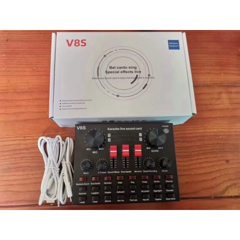 Sound card V8s bluetooth thu âm livestream âm thanh cực chuẩn kết nối pc ok