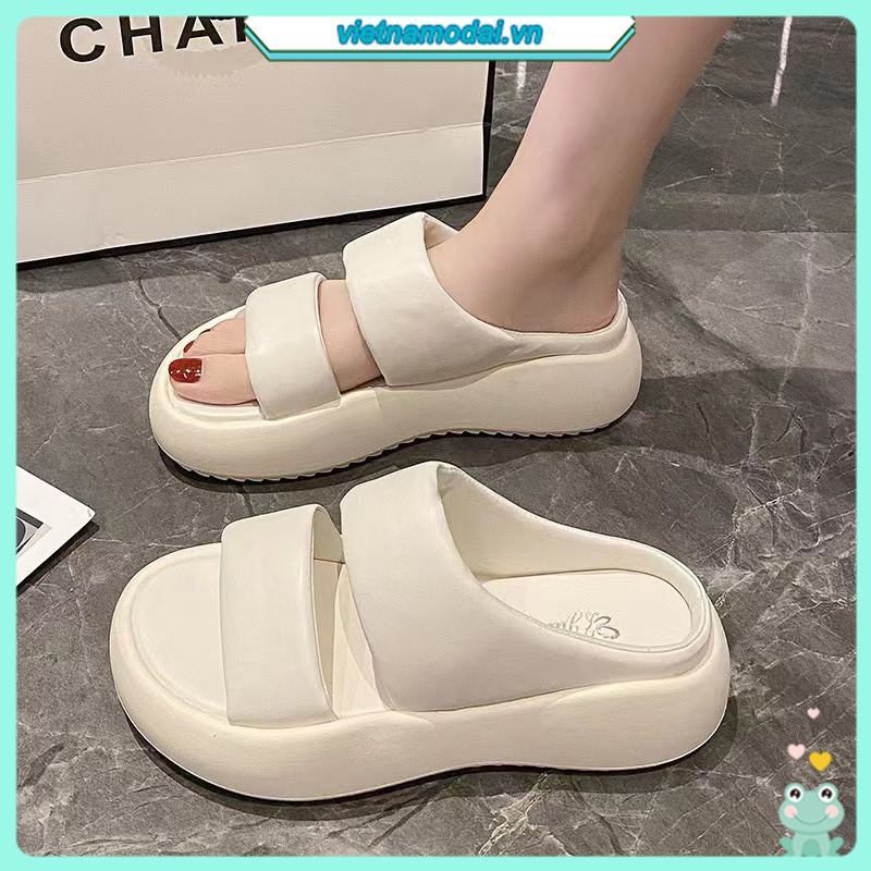 Dép lê nữ đi ngoài mùa hè thời trang phối với váy tăng chiều cao đế dày