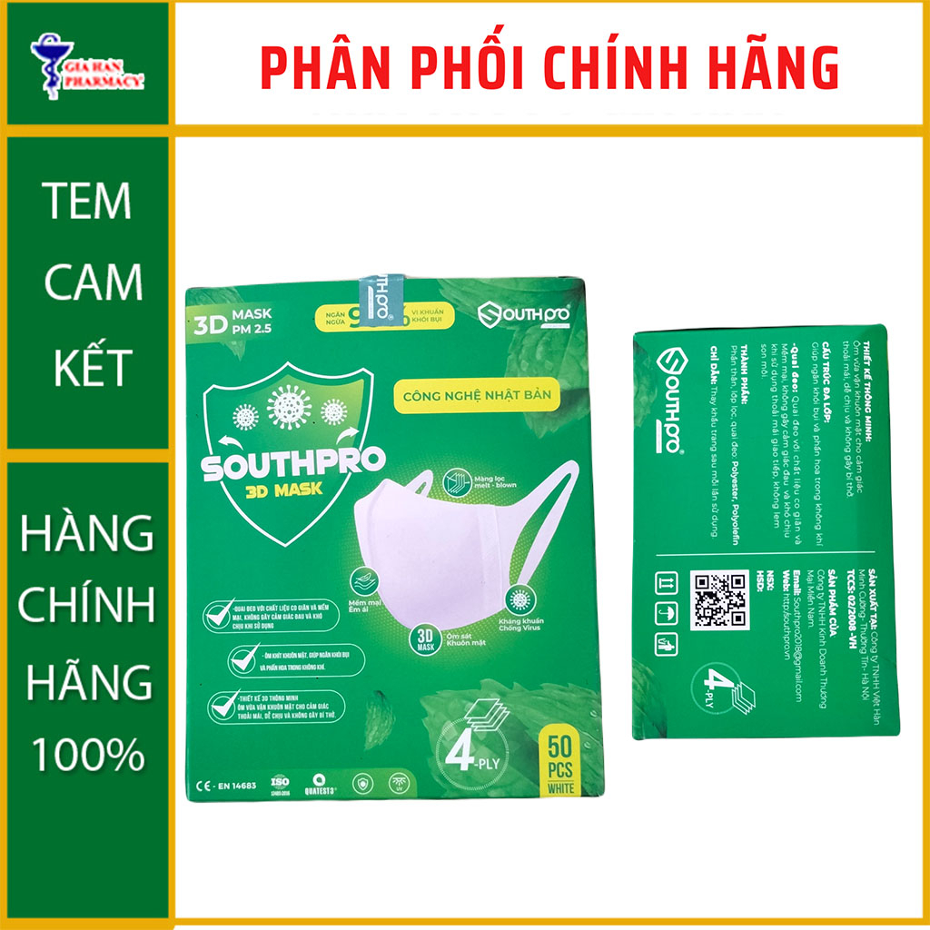 Khẩu Trang 3D Mask Southpro - Mùi Bạc Hà 50C - GIA HÂN