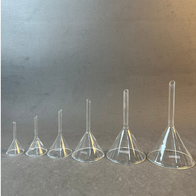 Phễu Thủy Tinh Chiết LAB HA NOI Rót Hóa Chất, Tinh Dầu, Nước Hoa, Mỹ Phẩm 40mm, 50mm, 60mm, 75mm, 90mm, 100mm