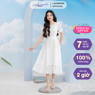 Đầm công sở thiết kế LAVENDER FASHION cổ còn chất liệu voan thêu cao cấp D2840