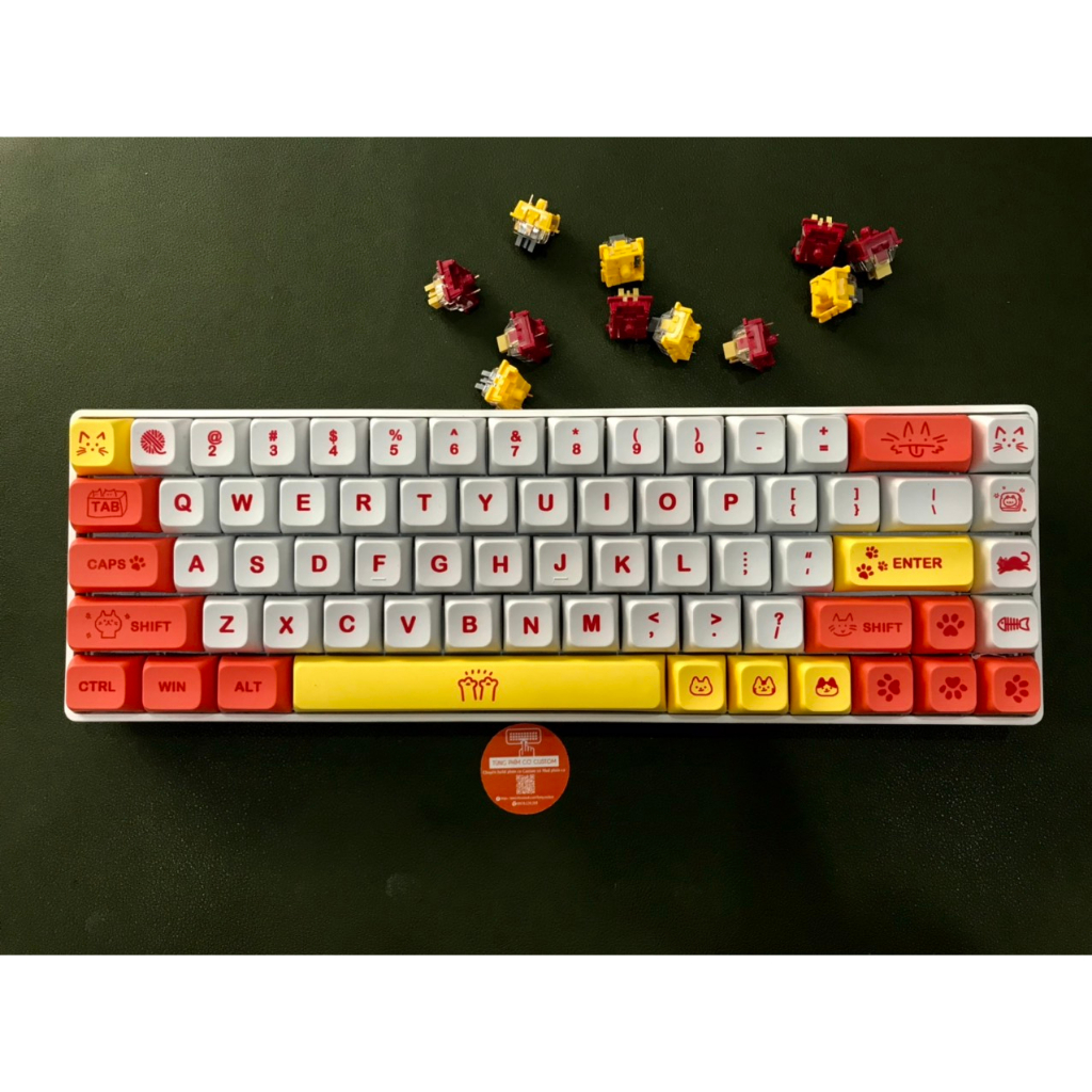 Bàn phím Cơ custom không dây Custom từ kit tester 68, có hotswap, xài pin