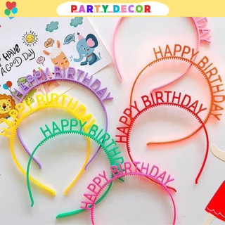 Bờm nhựa cài tóc sinh nhật chữ happy birthday nhiều màu sắc