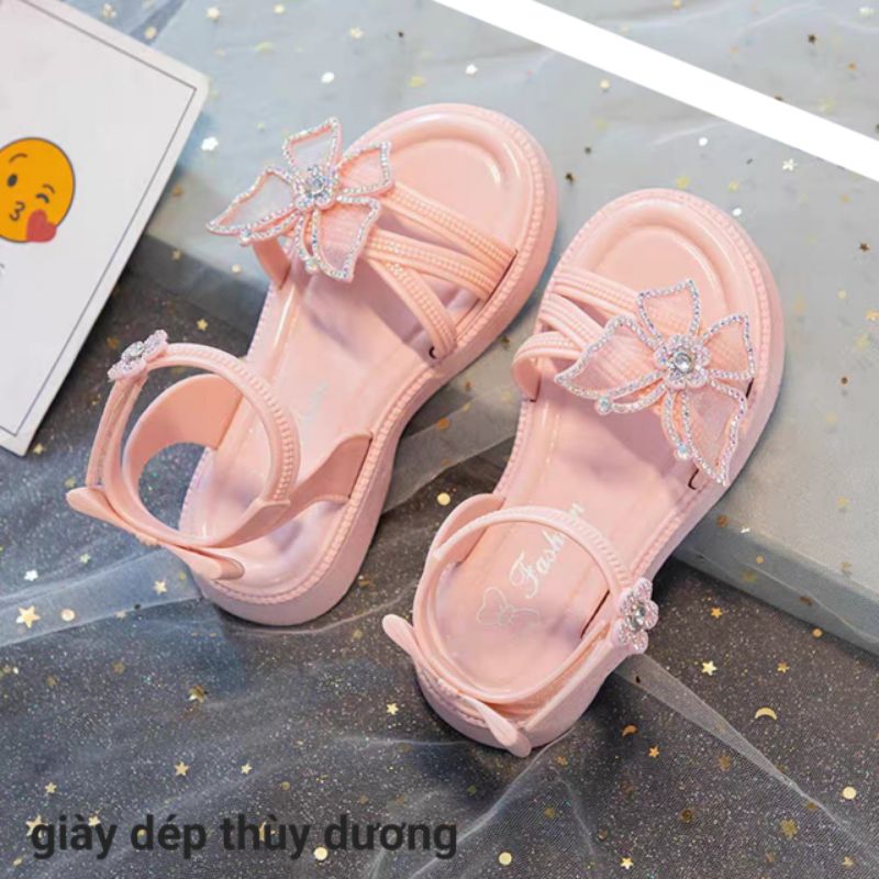 Dép quai hậu cho bé gái.xăng đan công chúa thời trang đính lơ xinh phối đồ đẹp