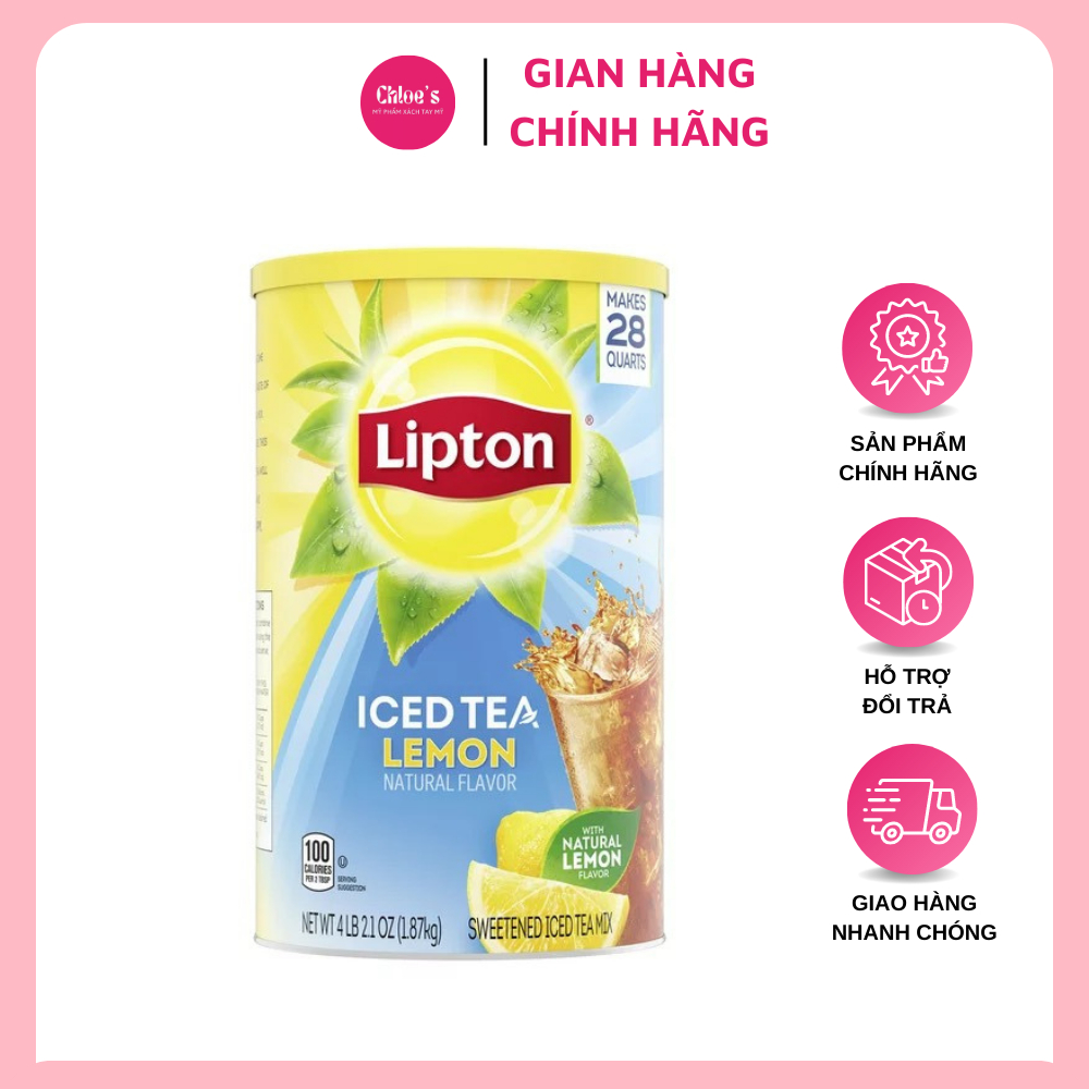 Bột trà chanh lipton iced tea lemon của mỹ hộp 1,87kg