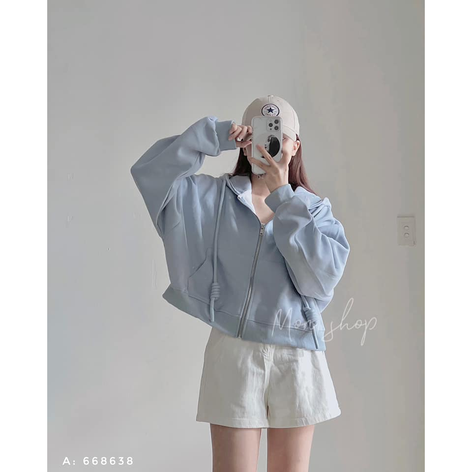Khoác crop trơn dây rút 668638