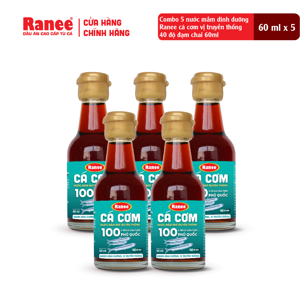 Combo 5 Nước mắm dinh dưỡng Ranee cá cơm 40N chai 60ml (5chai x60ml)