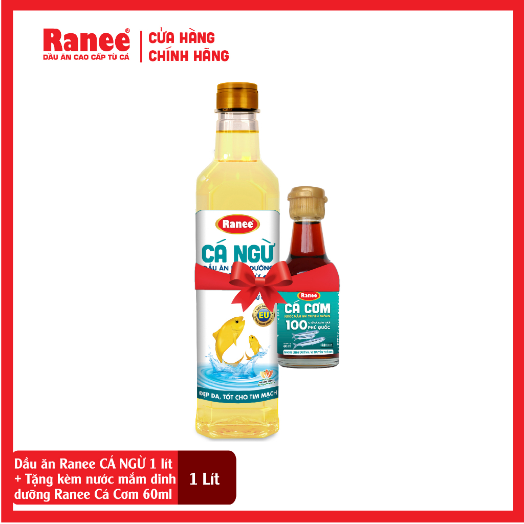 Dầu ăn Ranee CÁ NGỪ 1 lít + Tặng kèm nước mắm Ranee Cá Cơm 40N 60ml