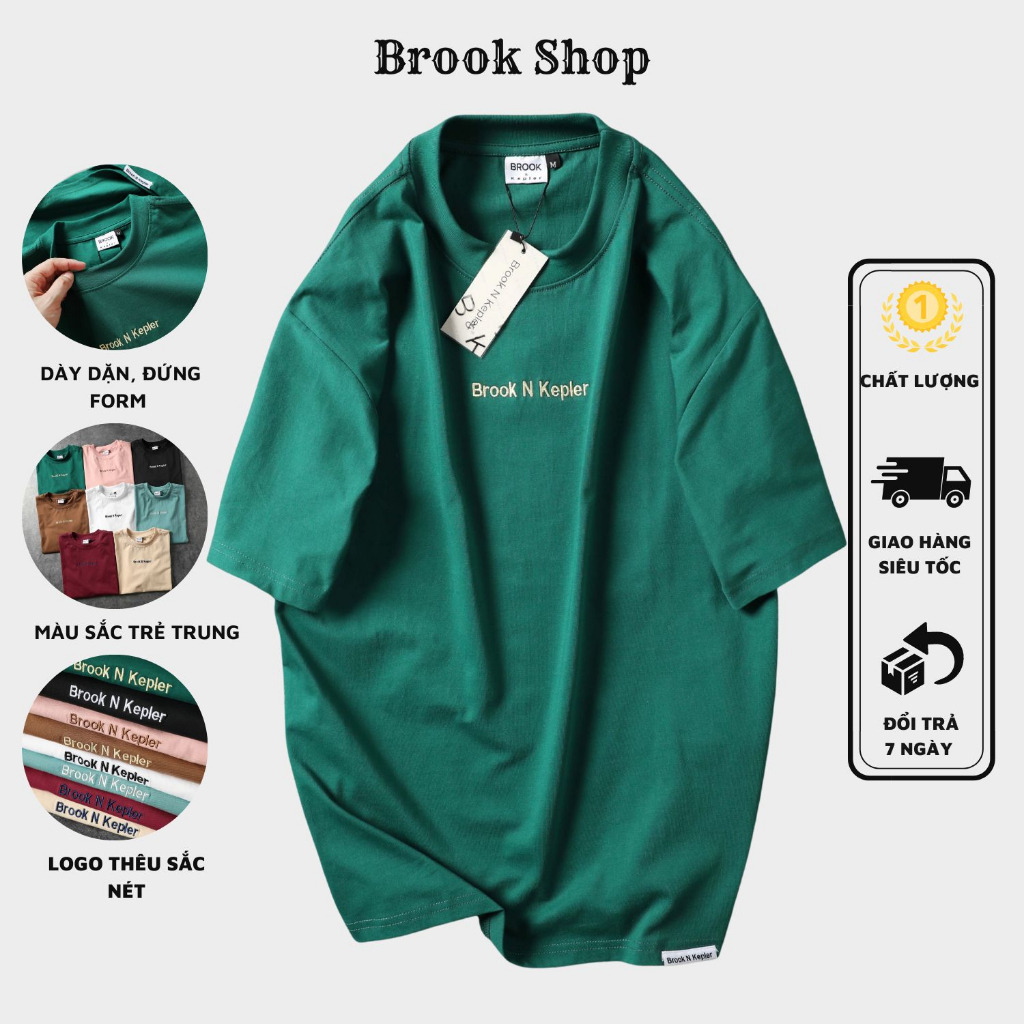 Áo Thun Trơn Thêu Logo Brook N Kepler Chất Liệu Cotton Nhập Khẩu Mềm Mịn BR006