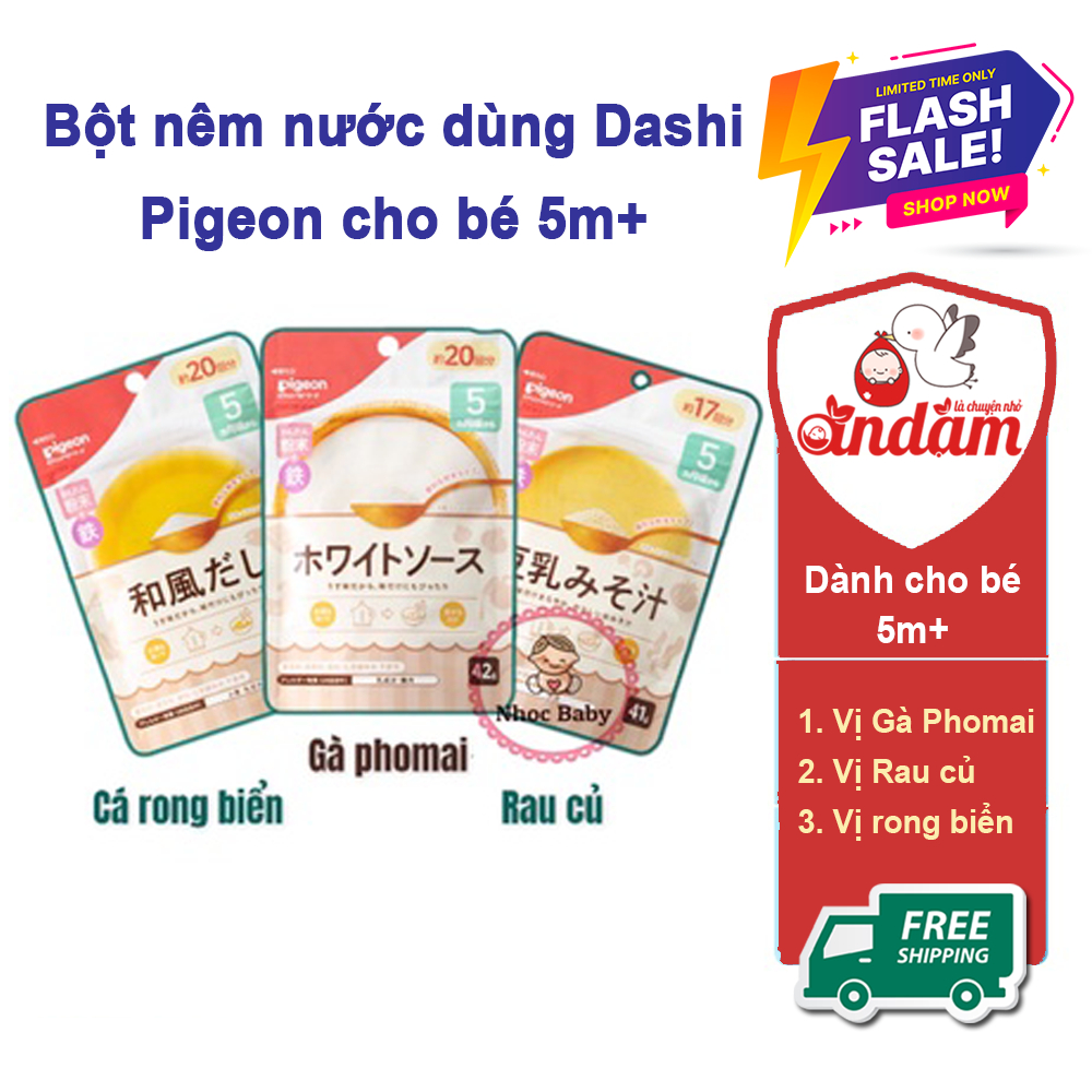 Bột nêm nước dùng Dashi Pigeon cho bé 5m+ gói 50g, ăn dặm kiểu Nhật.