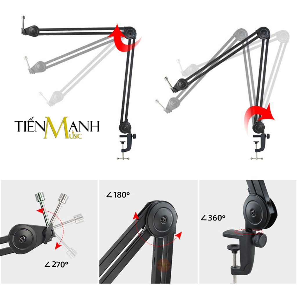 Chân Micro Kẹp Bàn NB46  Arm - Giá đỡ đế Mic Stand NB-46 Microphone Thu Âm LiveStream
