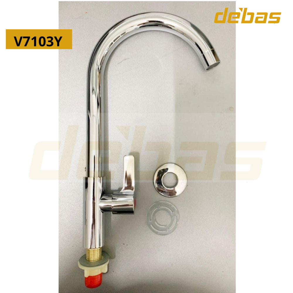 Vòi rửa chén bát xoay 360 độ cao cấp inox 304 bóng tròn lạnh Debas V7103Y