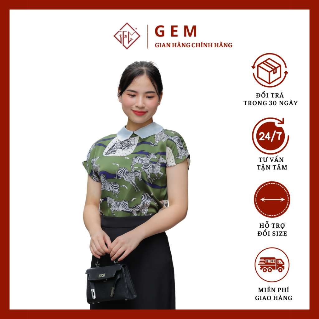 Áo kiểu G207 CÓ BIGSIZE hoạ tiết ngựa vằn sinh động, độc lạ, chất vải mát, kiểu dáng thời trang đẹp - GEM Fashion