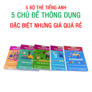 5 Bộ flashcard Tiếng Anh khổ lớn (A5) nhiều chủ đề thông dụng, có phát âm, hình ảnh sinh động