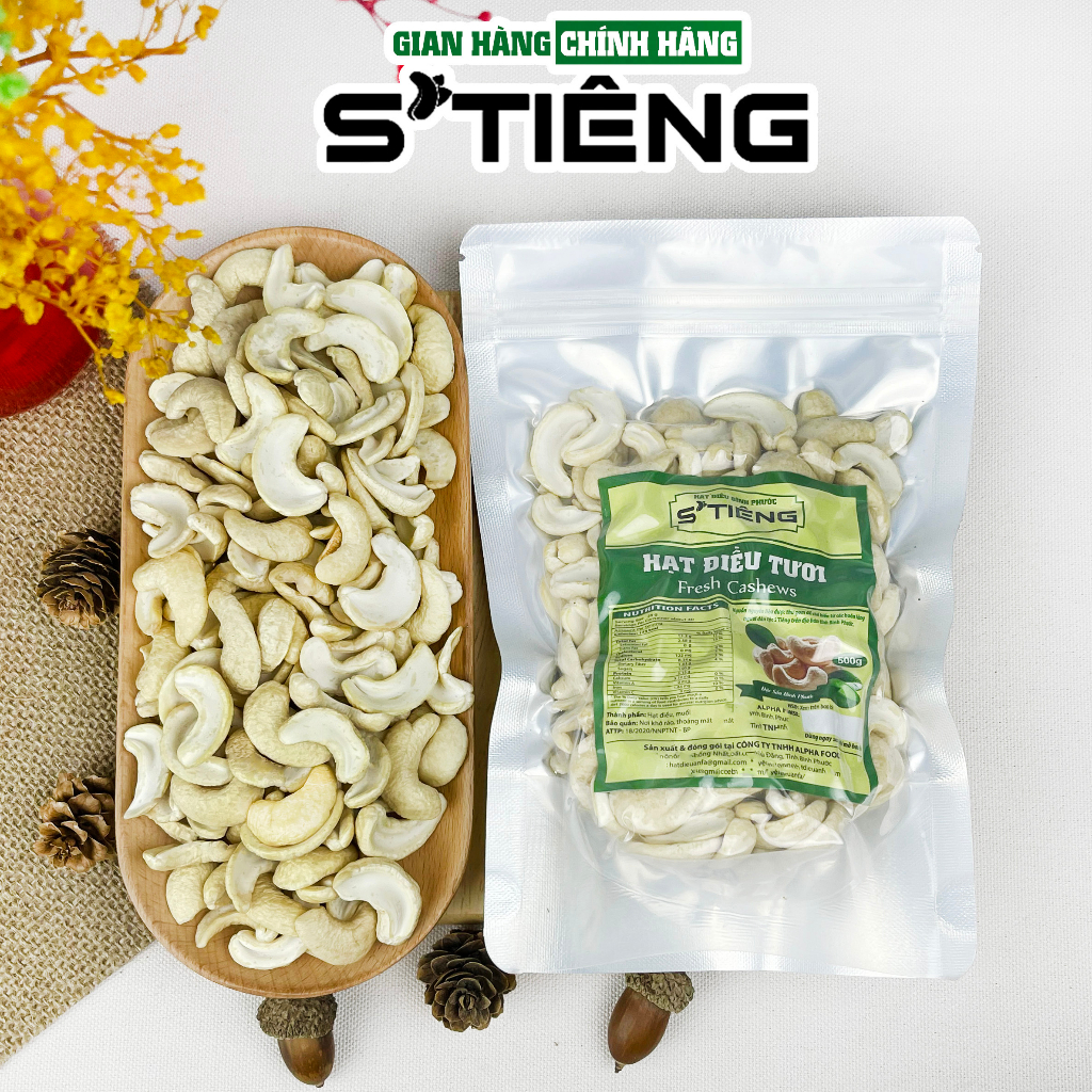 500Gr Hạt Điều Tươi Sống Làm Sữa Làm Bánh STIENG Loại Vở Đôi