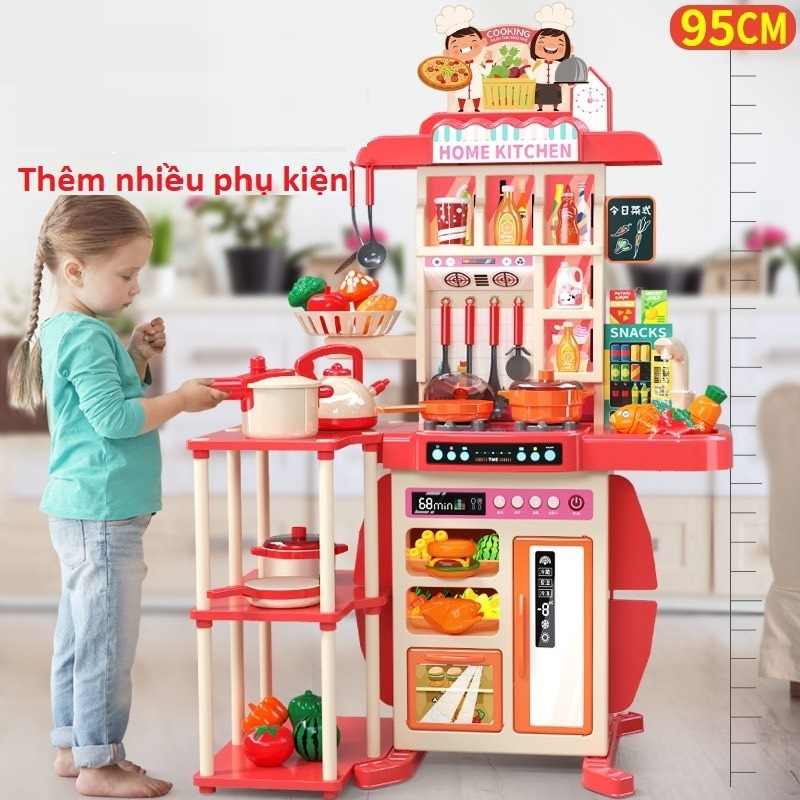 Bộ đồ chơi nhà bếp cỡ lớn 111 chi tiết cao 95cm,  đồ chơi nhập vai đầu bếp nấu ăn cho trẻ em bé thỏa sức trổ tài nấutiết