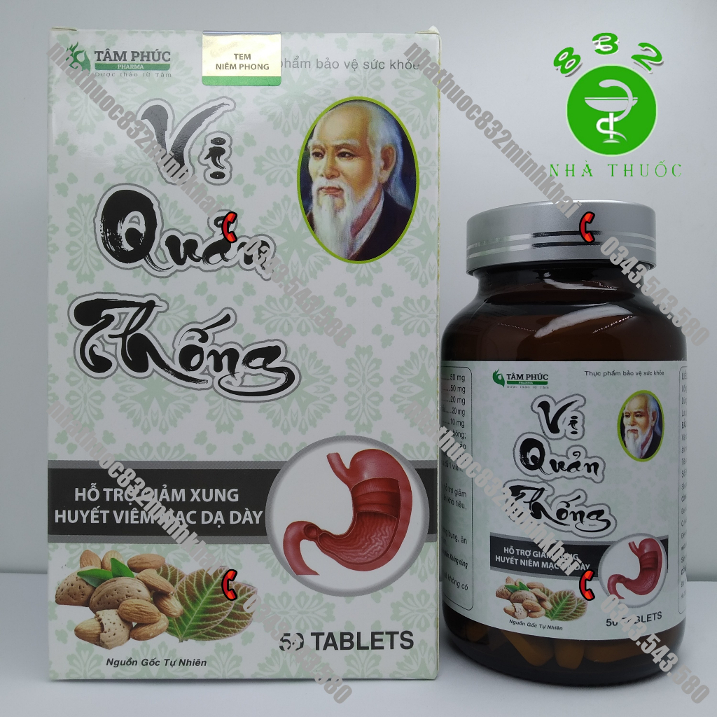 Vị Quản Thống Tâm Phúc lọ 50 viên - Nguồn gốc tự nhiên -Hỗ trợ giảm đau dạ dày hiệu quả, giảm xung huyết viêm mạc dạ dày