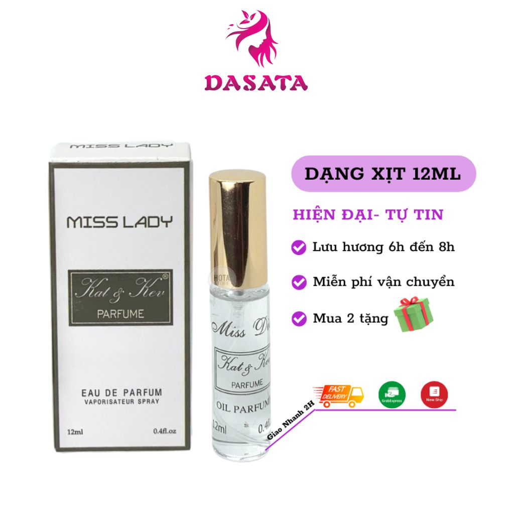 Nước Hoa Nữ MISS LADY 12ml Kat & Kev thơm lâu sang chảnh lưu hương lâu trên 8h chính hãng DASATA