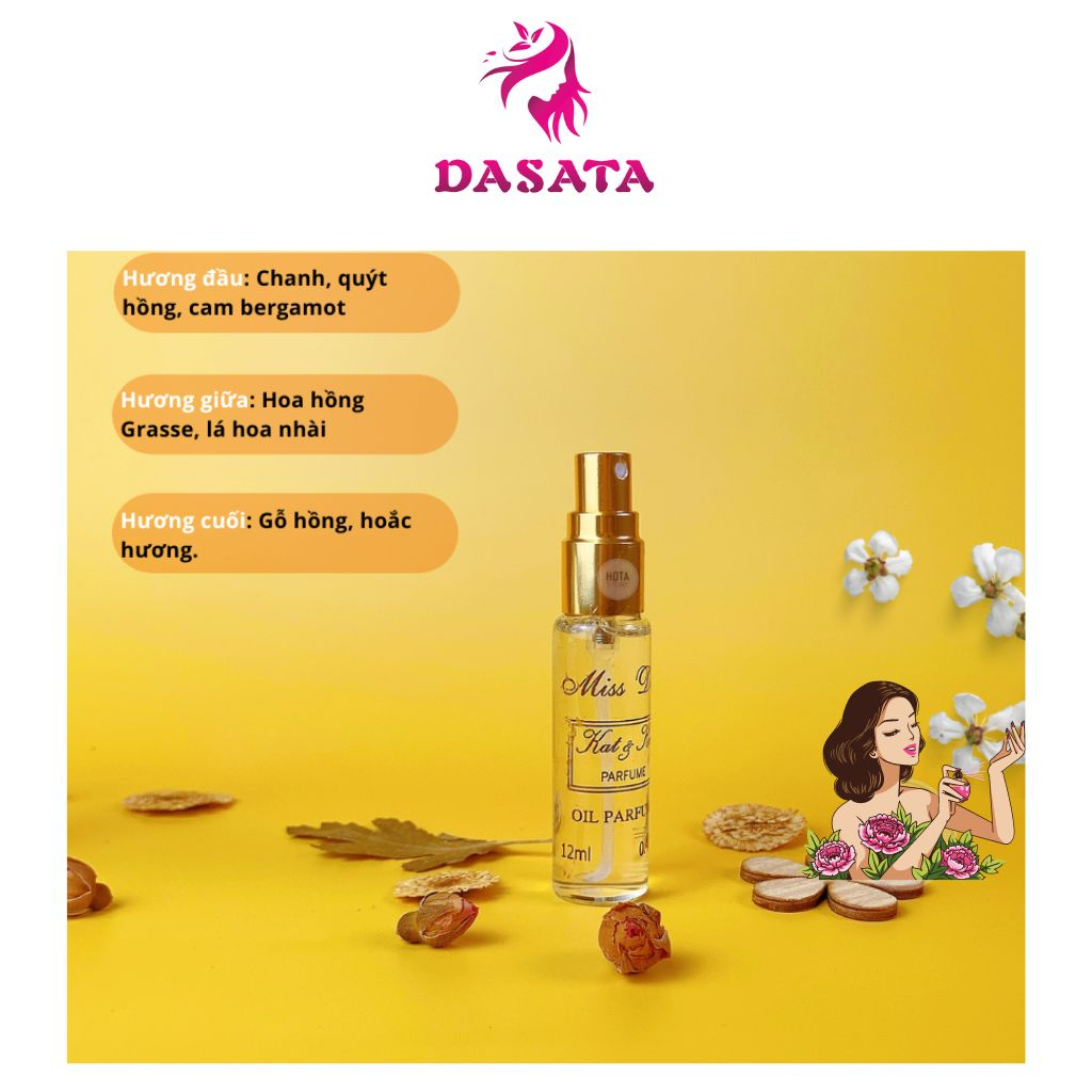 Nước Hoa Nữ MISS LADY 12ml Kat & Kev thơm lâu sang chảnh lưu hương lâu trên 8h chính hãng DASATA