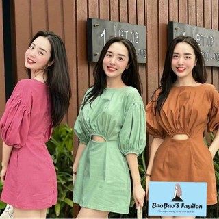 Đầm ngắn khoét bụng xinh xắn nhiều màu