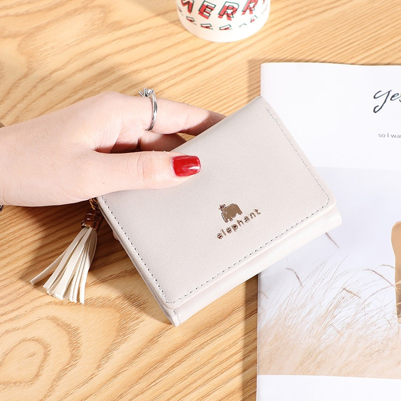 Ví nữ đựng tiền nhiều ngăn 252 khóa bấm chất da retro phong cách thanh lịch