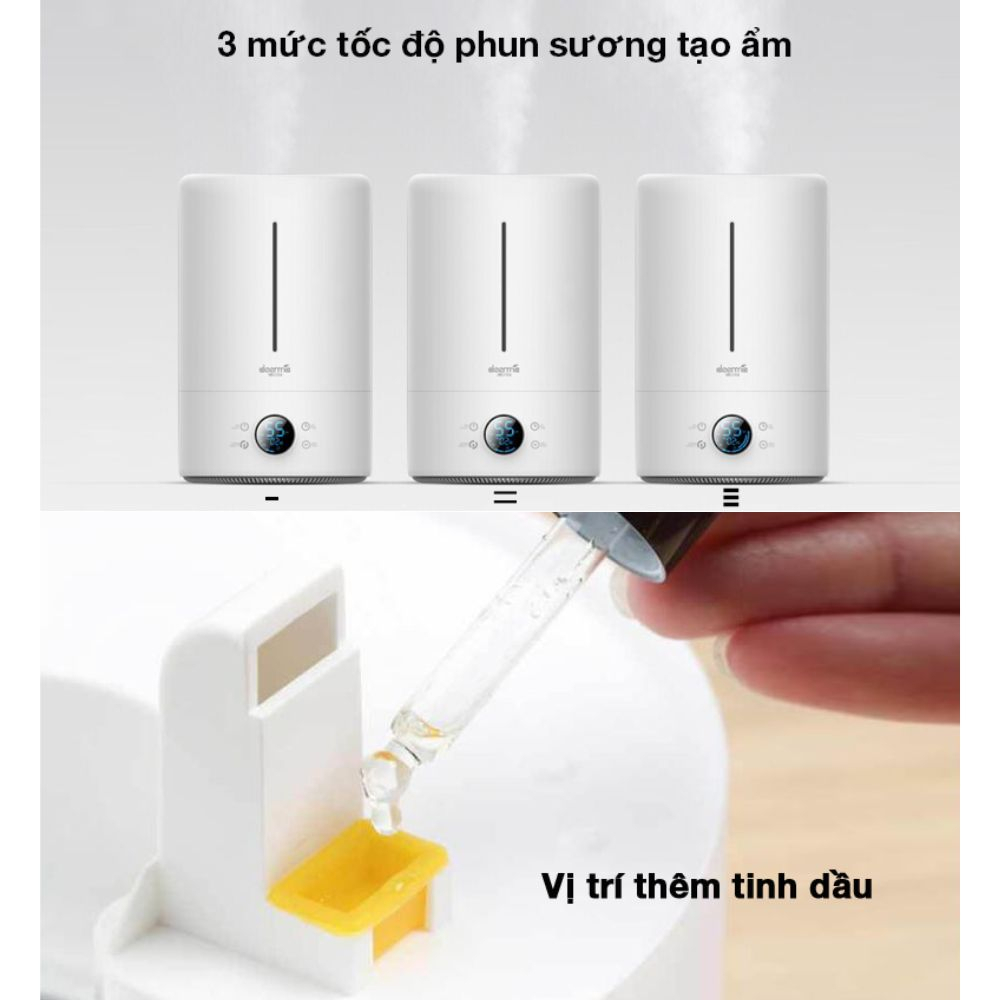Máy phun sương tạo ẩm chính hãng Deerma F628s , dung tích lớn 5L khếch tán sương giữ ẩm làm sạch không khí