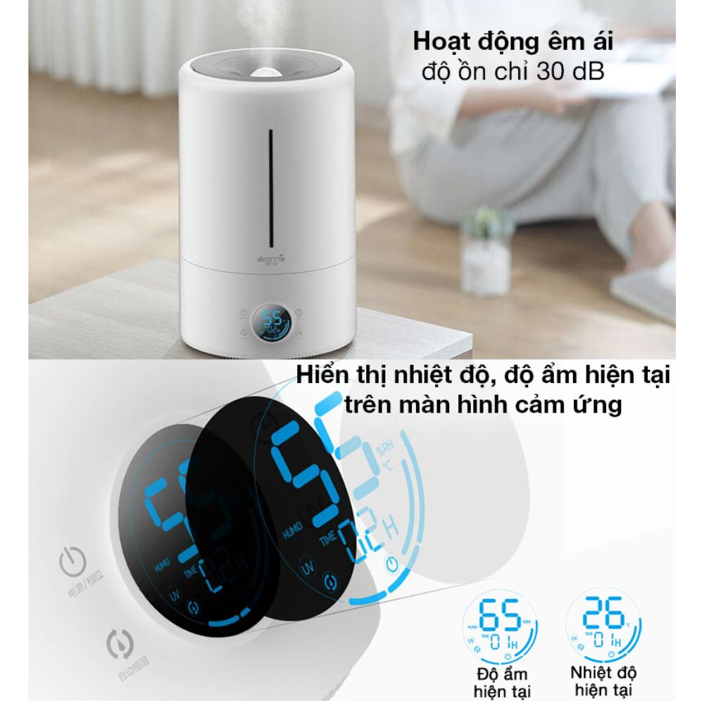 Máy phun sương tạo ẩm chính hãng Deerma F628s , dung tích lớn 5L khếch tán sương giữ ẩm làm sạch không khí