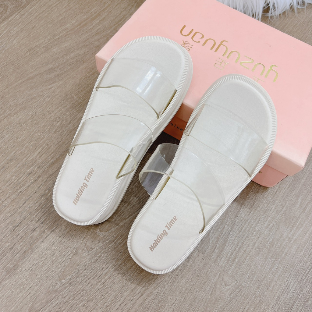 Déo quai ngang nữ 3TDEP, dép 2 quai trong độn đế 4cm