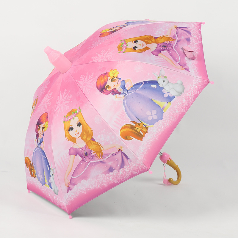 Ô dù hình công chúa Elsa màu hồng tặng kèm còi cho bé gái