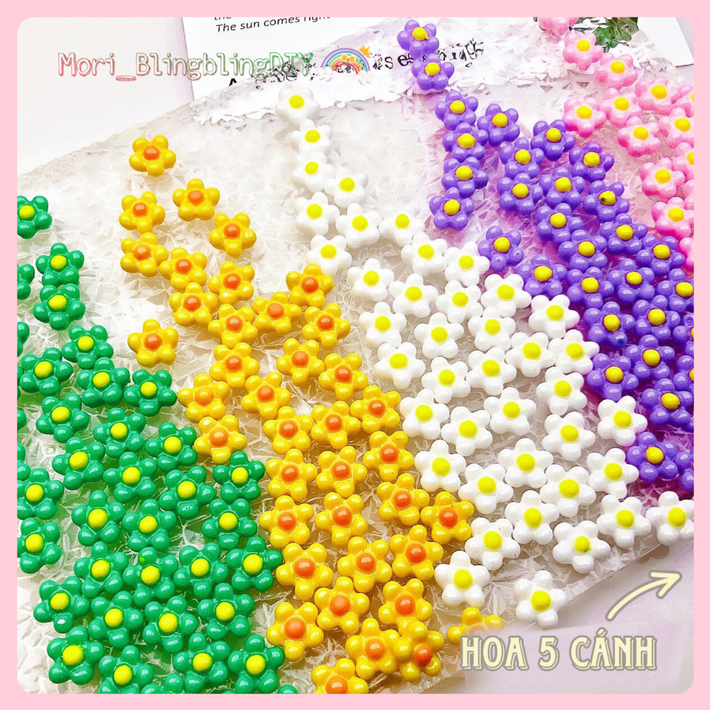 Set 20 Charm Mini Hình Hoa 5 Cánh Nhiều Màu Sắc