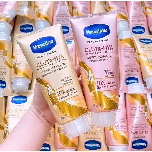 Sữa Dưỡng Thể Trắng Da Vaseline Healthy Bright Gluta HYA Serum 10X ban ngày và ban đêm
