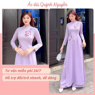 Áo dài nữ, áo dài thêu thủ công lụa tây thi trẻ trung tinh tế MÃ TK39