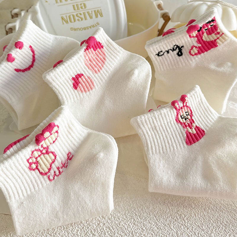 Tất nữ cổ ngắn họa tiết gấu xinh xắn, vớ trắng nữ phong cách đơn giản - Sope Shop