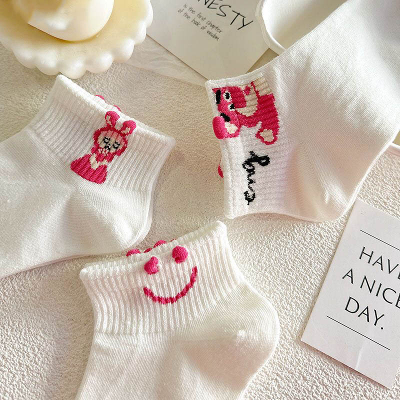 Tất nữ cổ ngắn họa tiết gấu xinh xắn, vớ trắng nữ phong cách đơn giản - Sope Shop