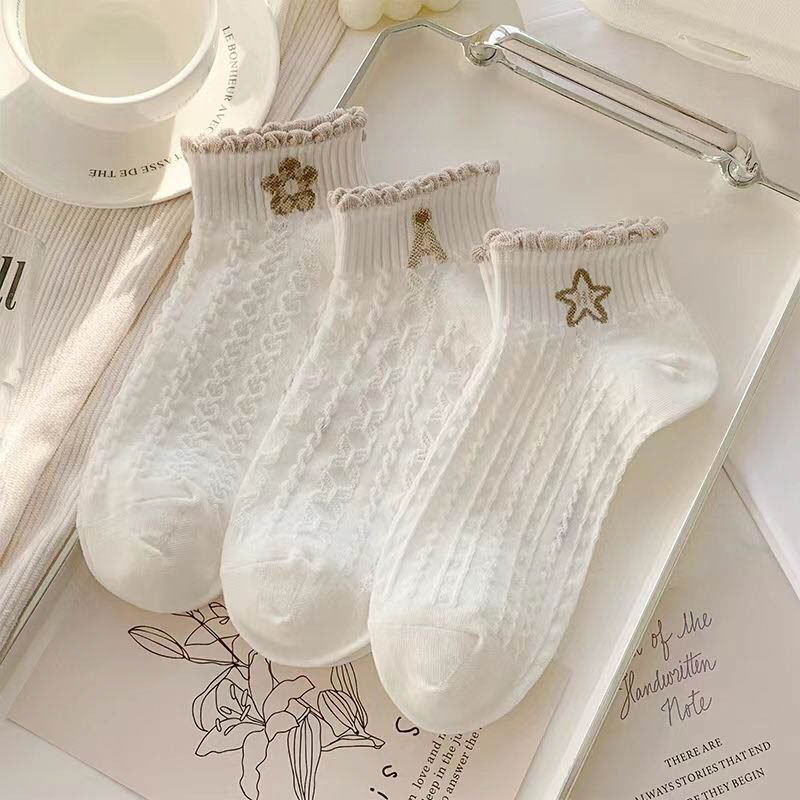 Tất vớ nữ cổ ngắn phong cách Vintage dễ phối đồ, chất liệu cotton thấm hút mồ hôi tốt - Sope Shop·