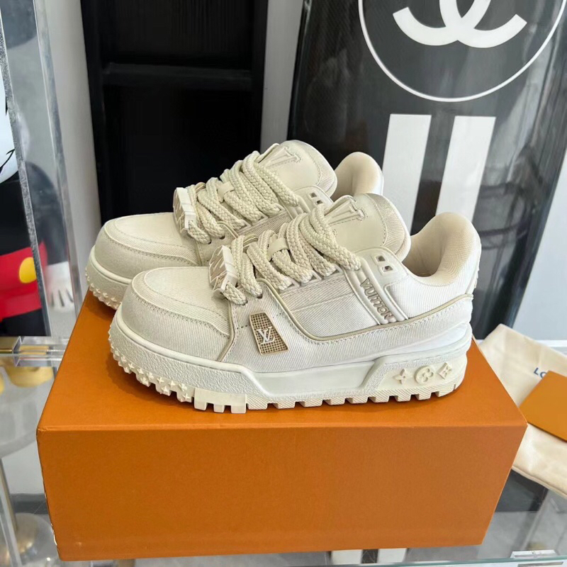 Giày thể thao unisex đế cao phong cách mới LV LouisVuitton cao cấp
